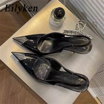 Xajzpa 6CM 9CM Thin Heels Women Pumps Patent Leather Sexy Party Prom Slip-On Spring Sandals Mules Shoes